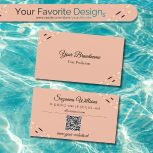 Koralle mit Roségold-Linien und QR-Code Elegant Visitenkarte