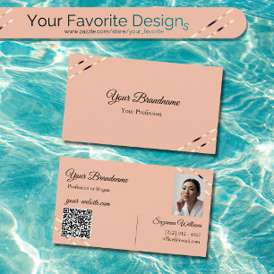 Koralle mit Rosen-Gold-Linien Foto und QR-Code Visitenkarte