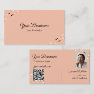 Koralle mit Rosen-Gold-Linien Foto und QR-Code Visitenkarte