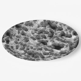Koralle mit schwarz-weiß rundem Kissen Pappteller