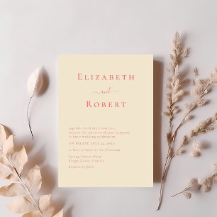 Koralle Modern Minimalistische Schrift Hochzeitsei Einladung