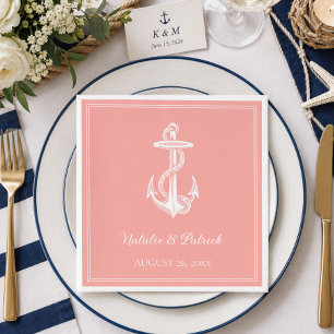 Koralle Nautical Anker Hochzeit Papier Servietten