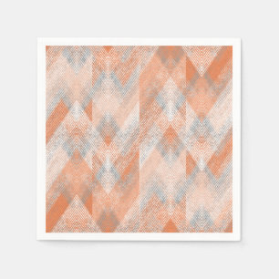 Koralle, orange, beige, graue Zigzag . Serviette