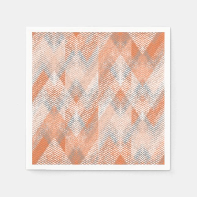 Koralle, orange, beige, graue Zigzag . Serviette (Vorderseite)