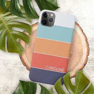 Koralle Orange Rot Dunkelblau Seafoam Grün Streife iPhone 16 Pro Max Hülle