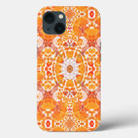 Koralle Orange und Creme Batik Medaillon Muster