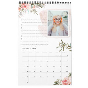 Koralle-Pfirsich-Blumen 12-Fotos-Kalender mit No Kalender