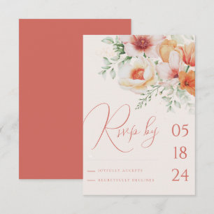 Koralle Pfirsich Frühling Sommer Blumen Orange Hoc RSVP Karte