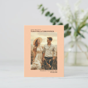 Koralle-Pfirsich-Hochzeitsfoto im minimalistischen Save The Date