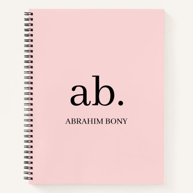 Koralle-Pfirsich-Monogramm-Minimalismus-Design Notizbuch (Vorderseite)