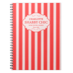 Koralle Rosa Streifen Individuelles Logo Shabby Ch Notizblock