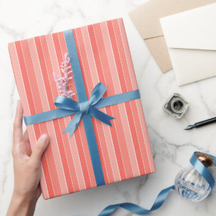 Koralle Rot Pink Streifen Geschenkpapier