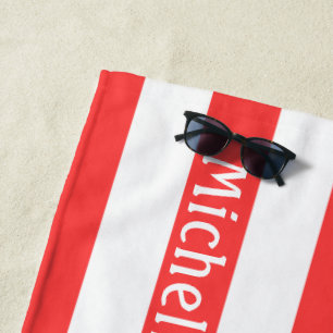 Koralle Rot Weiße Cabana Streifen Strandtuch