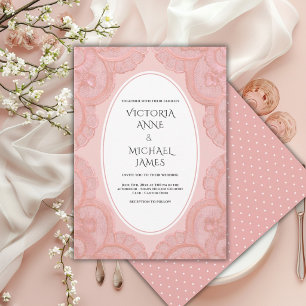 Koralle Spitze Whimsical Vintage Hochzeit Einladung
