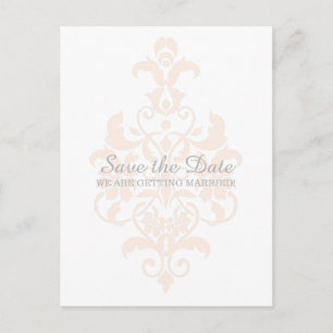 Koralle Subtle Damask Save the Date Postkarte