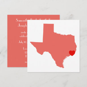 Koralle Texas Rotes Herz Hochzeit Einladung