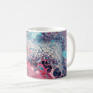 Koralle und Aqua Acryl Guss Farbige Abstrakte Kaff Kaffeetasse