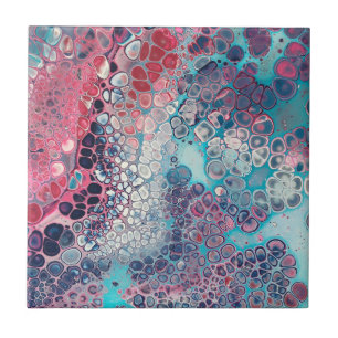 Koralle und Aqua Acryl Guss Farbige Abstraktion Fliese