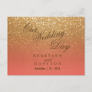 Koralle und Gold Glitter - RSVP Postkarte