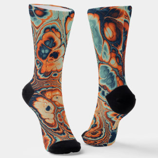 Koralle- und Indigo-Marmor-Zellen Socken