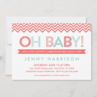 Koralle und Minze Moderne Chevron-Baby-Party
