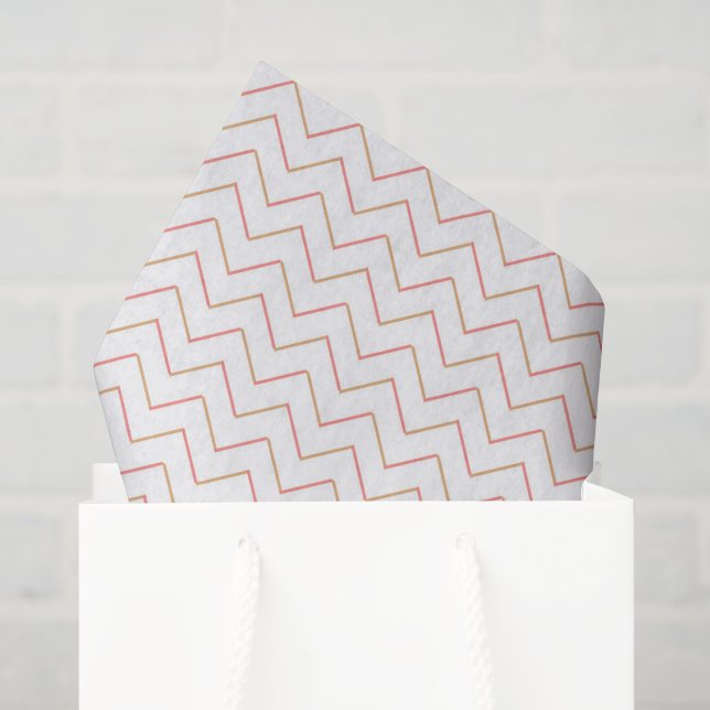 Koralle und Sand Chevron Seidenpapier (Geschenktüte)