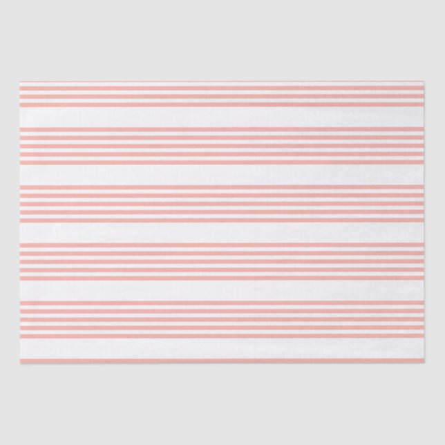 Koralle und weiße fünf Streifen Muster Seidenpapier (Vorderseite)