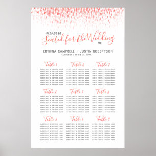 Korallen abstrakte Aquarell-Kunst Hochzeitstischpl Poster