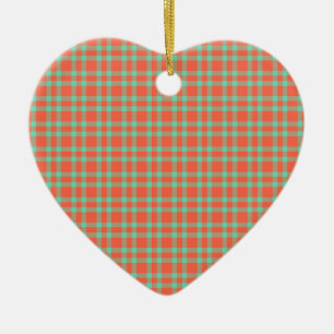 Korallen-Aquamarin-Karomuster Keramik Ornament