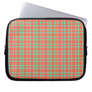 Korallen-Aquamarin-Karomuster Laptopschutzhülle