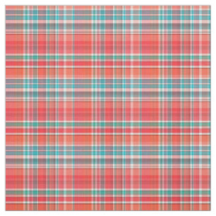 Korallen, Aquamarin, Weiße Preppy Madras Style Ka Stoff