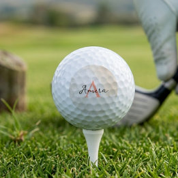 Korallen-Aquarell-Monogramm-Schrift Mädchen Erster Golfball