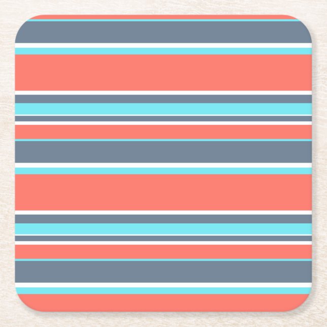 Korallen, blau und grau rechteckiger pappuntersetzer (Vorderseite)