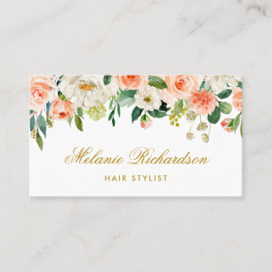 Korallen-Blumen-Friseur-Termin Gold-Karte Visitenkarte