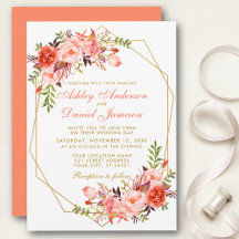 Korallen Blumen Geometrisch Gold Hochzeit