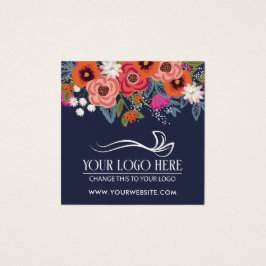 Korallen-Boho-Blumen Navy Blau Produkt-Hängeschild