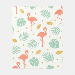 Korallen-Flamingo-Tropen-Blattmuster Fleecedecke