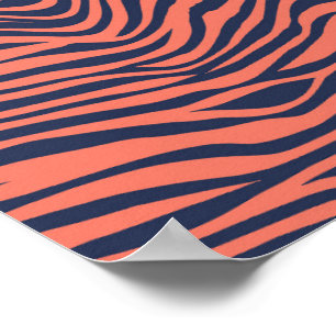 Korallen Glamouröse Tiger Streifen Tierprint Poster