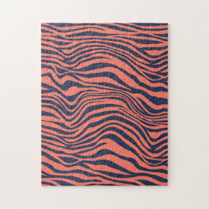 Korallen Glamouröse Tiger Streifen Tierprint Puzzle