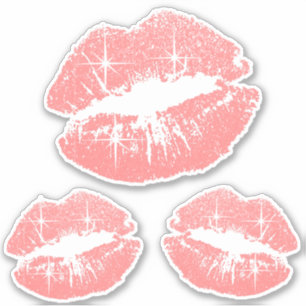 Korallen-Glitzer Lips - Kiss-Cut Aufkleber