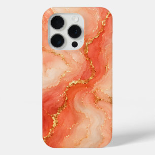 Korallen-Gold-Marmor-Fluss Abstract Case-Mate iPhone Hülle