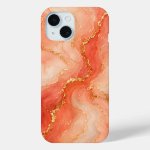 Korallen-Gold-Marmor-Fluss Abstract Case-Mate iPhone Hülle