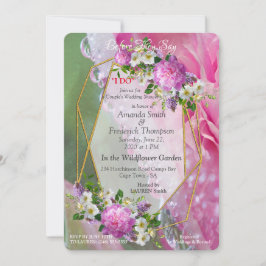 Korallen, Gras und Peony-rosa Blüten Einladung