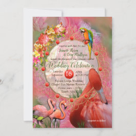 Korallen, Gras und Peony-rosa Blüten Einladung