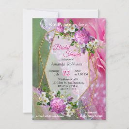 Korallen, Gras und Peony-rosa Blüten Einladung