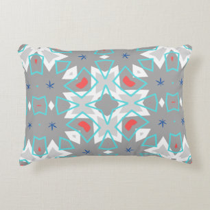 Korallen-Grau-Mandala-Muster Geometrisch Floral Dekokissen