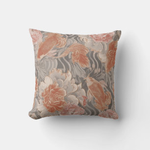 Korallen-Koi-Chinoiserie-Blumenmuster Kissen