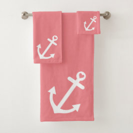 Korallen Liebe Anchor Nautical Badhandtuch Set