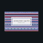 Korallen-, Marine- und blaue Visitenkarte<br><div class="desc">Ein modernes Design mit einem geometrischen Muster von Aztec in Blau,  Weiß,  Korallen und Marine.</div>