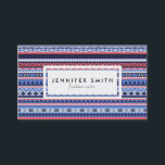 Korallen-, Marine- und blaue Visitenkarte<br><div class="desc">Ein modernes Design mit einem geometrischen Muster von Aztec in Blau,  Weiß,  Korallen und Marine.</div>